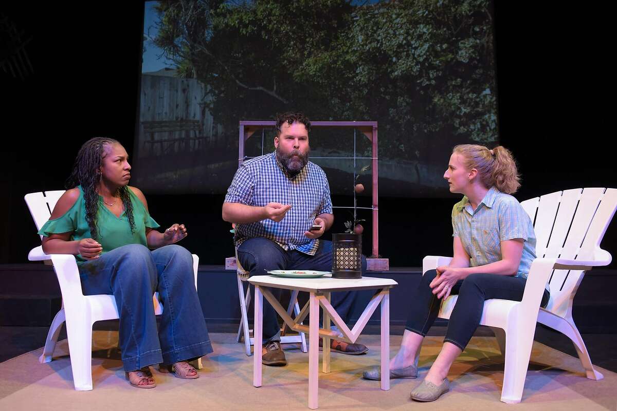 From left:�Kimberly Ridgeway, Steven Westdahl, and Caitlin Evenson in PlayGround's "Hedge."