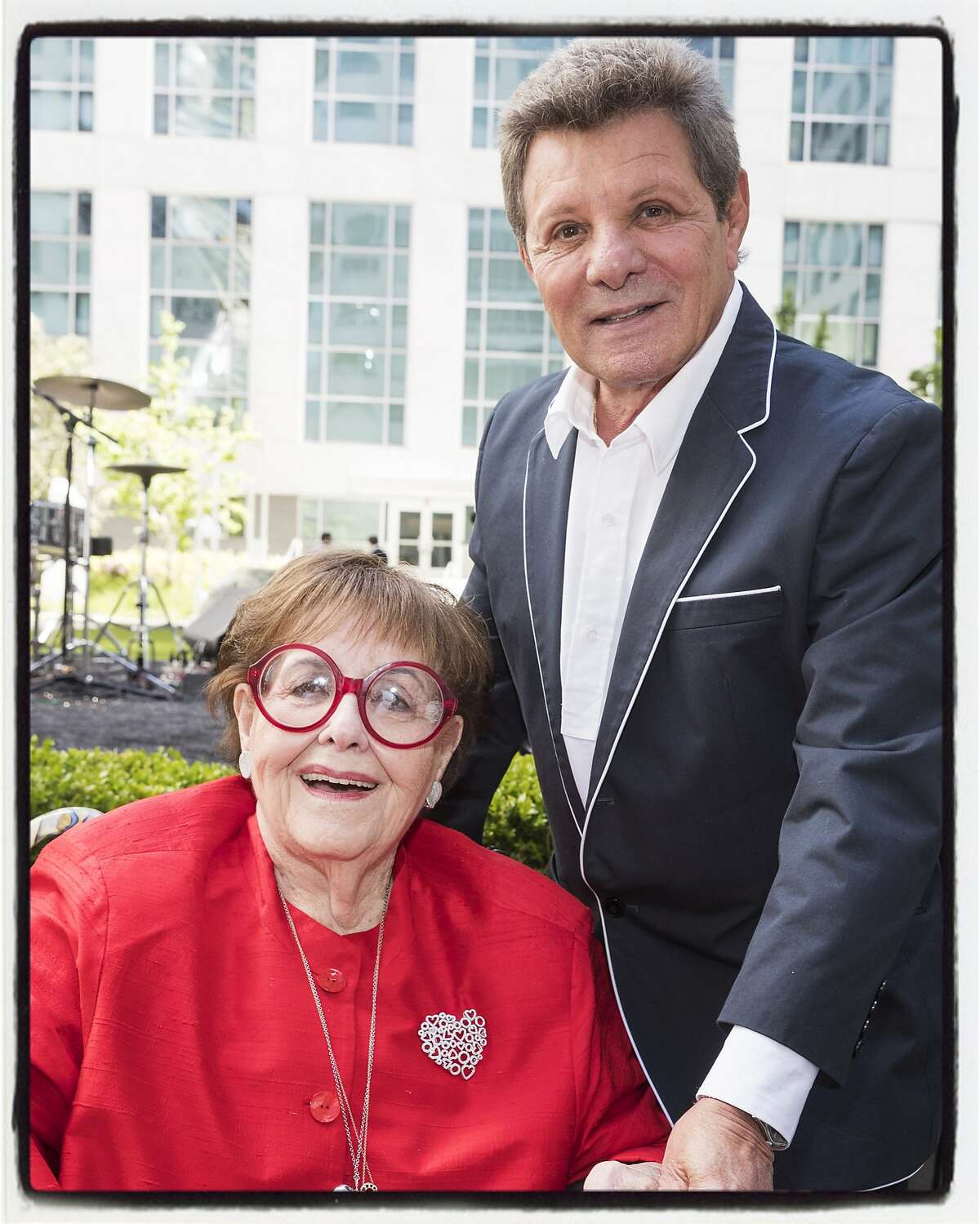 Yvonne Sangiacomo and singer Frankie Avalon at the Piazza Angelo grand opening at Trinity Place. May 18, 2017.