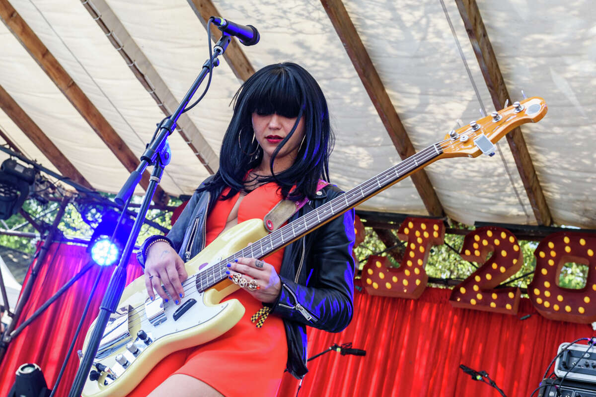 Khruangbin's Laura Lee performs during SXSW 2017