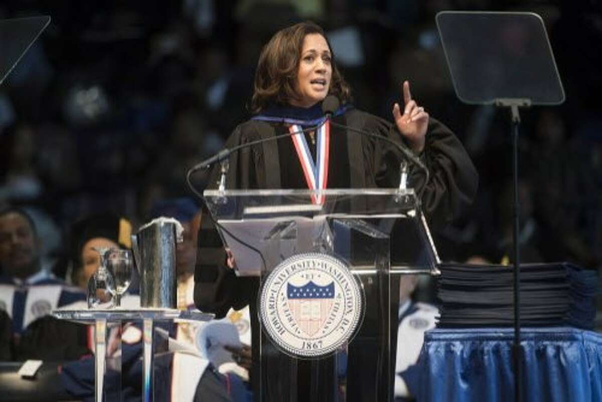 Harris' political career started at Howard University Kamala Harris began her career in politics at Howard University when she was elected to the student council as a freshman class representative. She graduated from Howard, where she majored in political science and economics, in 1986. On May 13, 2017, she returned to her alma mater to serve as the graduation commencement speaker. She is seen in this file photo giving her address. Harris told graduates: "We have a fight ahead. It's a fight to determine what kind of country we will be. And it's a fight to determine whether we are willing to stand up for our deepest values."