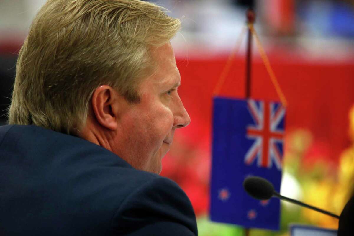 New Zealand's Trade Minister Todd McClay listens during the Regional Comprehensive Economic Partnership (RCEP) ministerial meeting in Hanoi, Vietnam on Monday, May 22, 2017. Trade ministers of 16 Asia-Pacific countries gather in Hanoi to speed up finalization of the China-led trade agreement by the end of this year. (AP Photo/Hau Dinh)