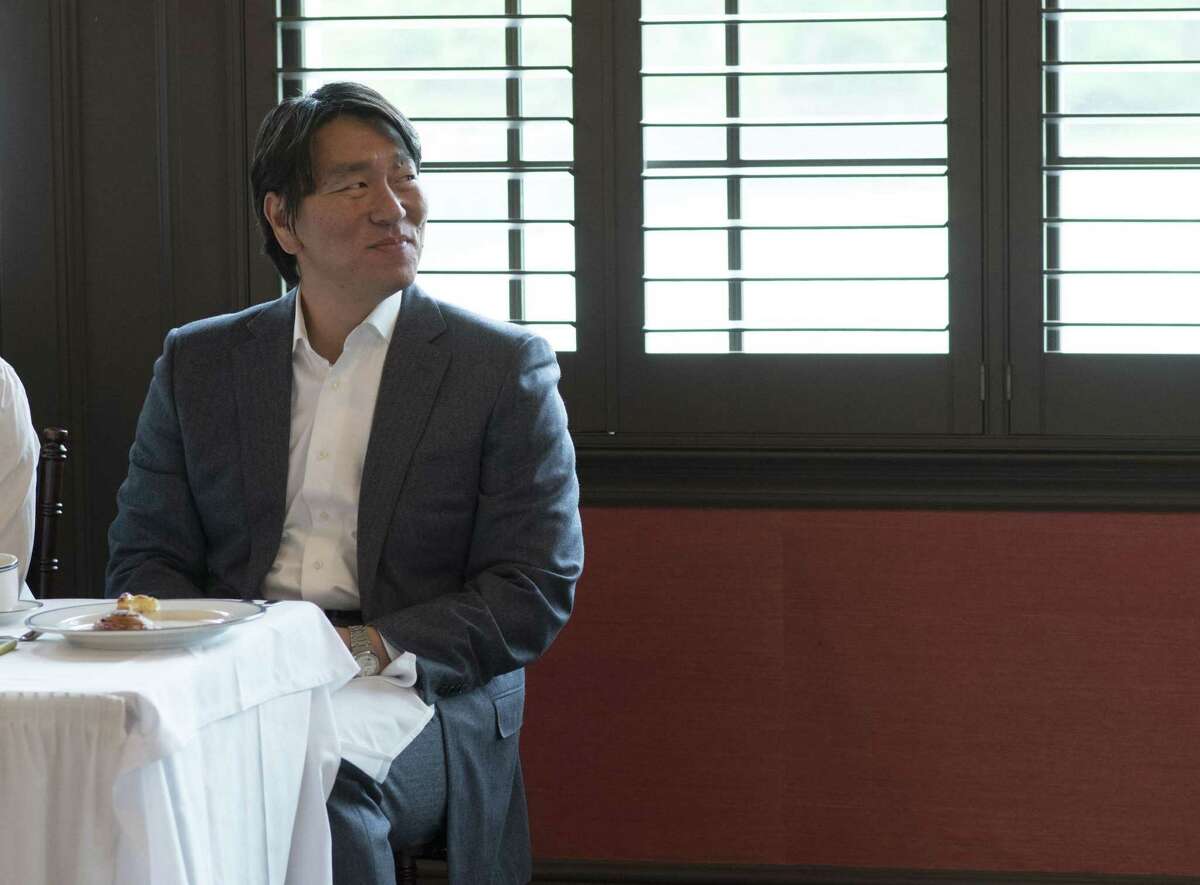 Retired New York Yankees player Hideki Matsui serves as a guest speaker for the Greenwich Education nonprofit Global Citizens Initiative and the Matsui 55 Baseball Foundation breakfast fundraiser at the Field Club in Greenwich, Conn., May 24, 2017. The Global Citizens Initiative cultivates leadership in youth from around the globe in an effort to facilitate positive change. The Matsui 55 Baseball Foundation promotes healthy, active lifestyles through the game of baseball.