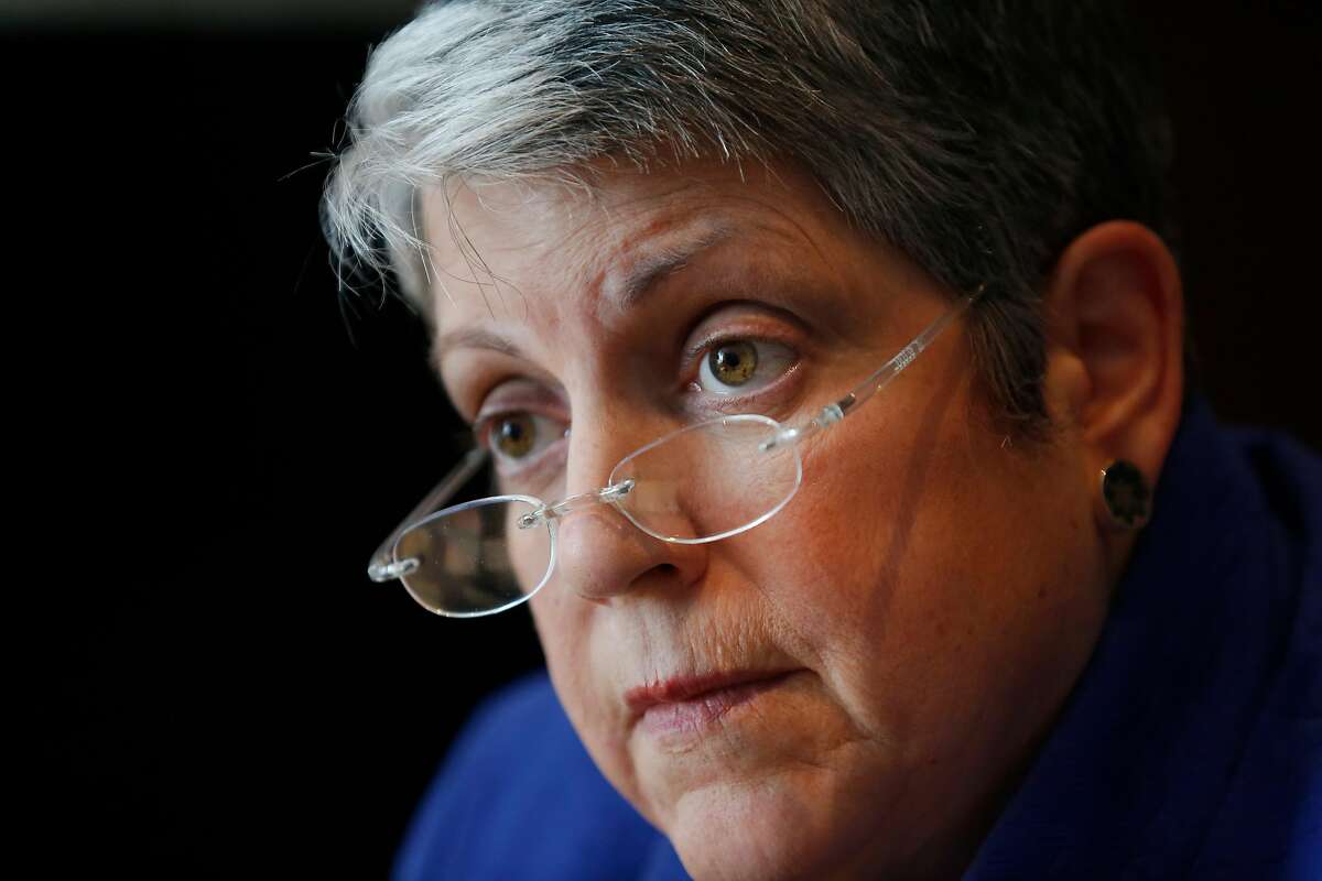University of California President Janet Napolitano responds to questions during a Chronicle interview in her office May 5, 2016 in Oakland, Calif.