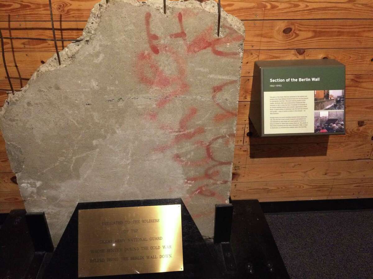 A piece of the Berlin Wall presented to the Texas National Guard 36th Infantry Division by Germany for its role in helping to win the Cold War.
