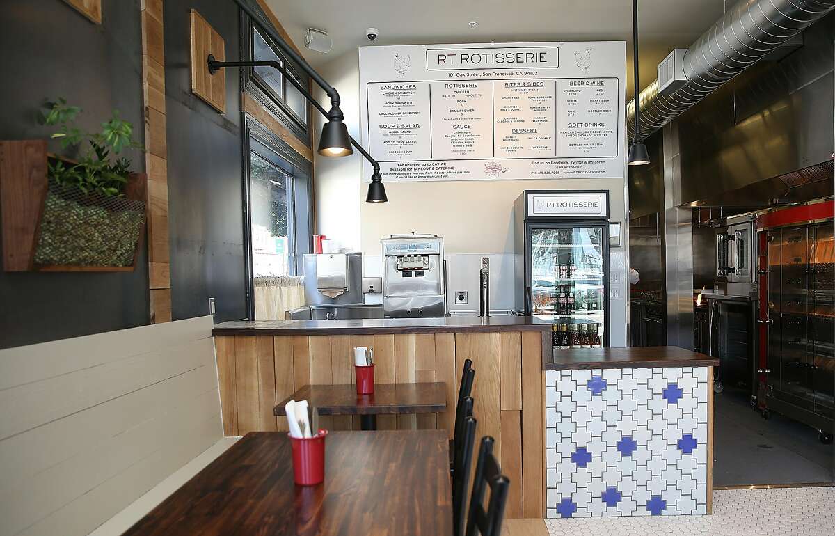 View of the inside of RT Rotisserie with menu above in Hayes Valley is opening soon and seen on Tuesday, May 23 , 2017, in San Francisco, Calif.