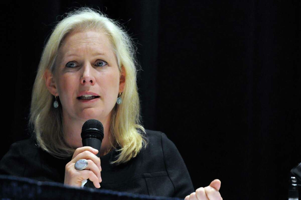 U.S. Senator Kirsten Gillibrand speaks during a roundtable discussion on PFOA contamination at Hoosick Falls Central School on Friday July 8, 2016, in Hoosick falls, N.Y. (Michael P. Farrell/Times Union archive)