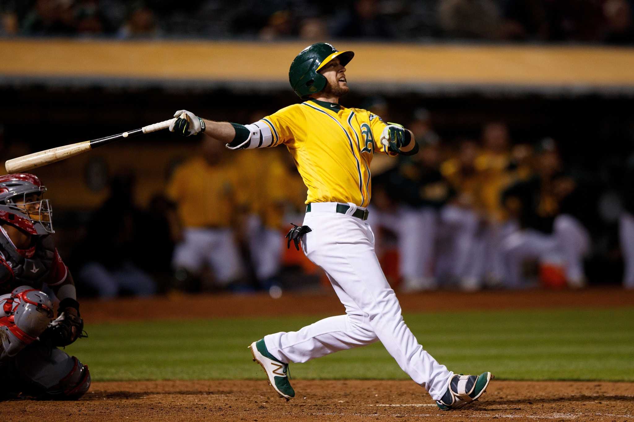 Apr 09, 2007 - Oakland, CA, USA - Oakland Athletics' NICK SWISHER swings  and misses to strike out against the Chicago White Sox in the sixth inning  of their Major League Baseball