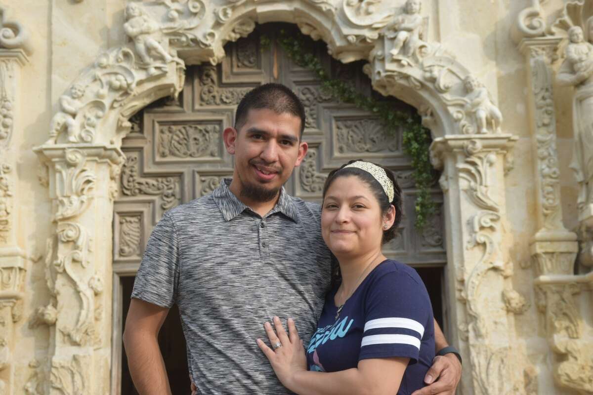 Rudy and Abby Alvarado pose for a photo in front of Mission San Jose. Rudy helped Abby escape the household of Laura and Eusebio Castillo, who adopted her and then raped her for over a decade.