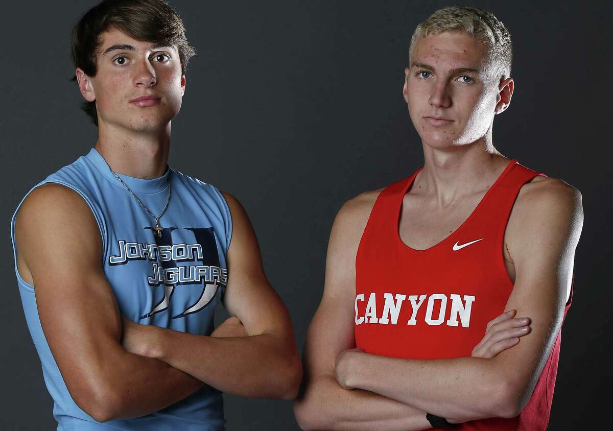 Portrait of Johnson junior Jack Scarborough, 2017 Express-News All-Area Boys Field Athlete of the Year (left) and New Braunfels Canyon senior Sam Worley, Track Athlete of the Year on May 21, 2017.