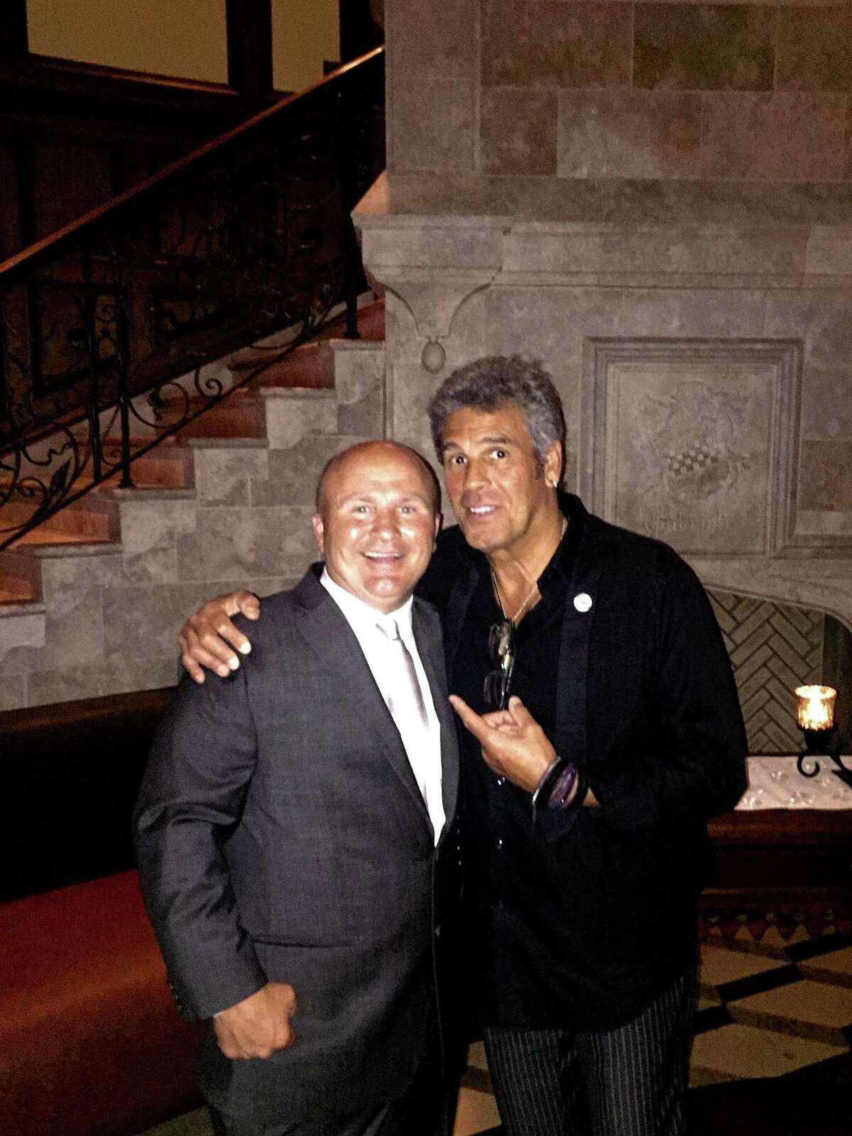 Tony Capasso, maitre'd and managing partner of Gabriele's with saxophonist Mark Rivera at Gabriele's on Tuesday evening.
