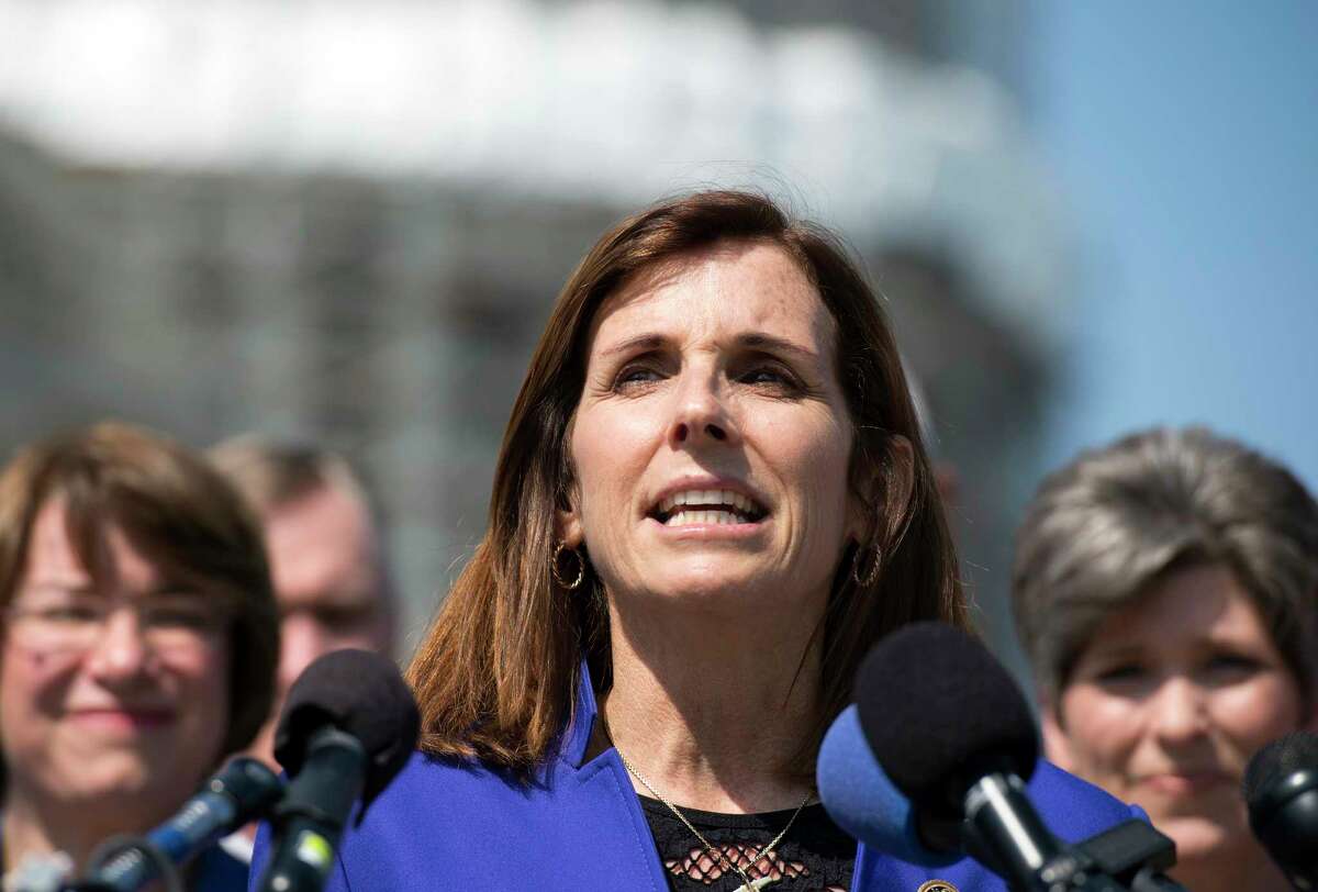 FILE - In this March 16, 2016 file photo, Rep. Martha McSally, R-Ariz. speaks on Capitol Hill in Washington. The A-10 Warthog attack plane with the ungainly shape and odd nickname has been given new life, spared by Air Force leaders who have reversed the Obama administrationÂ?’s view of the plane as an unaffordable extra in what had been a time of tight budgets. McSally, who flew the A-10 in combat and commanded a squadron in Afghanistan, speaks of it with obvious affection. (AP Photo/Molly Riley, File)