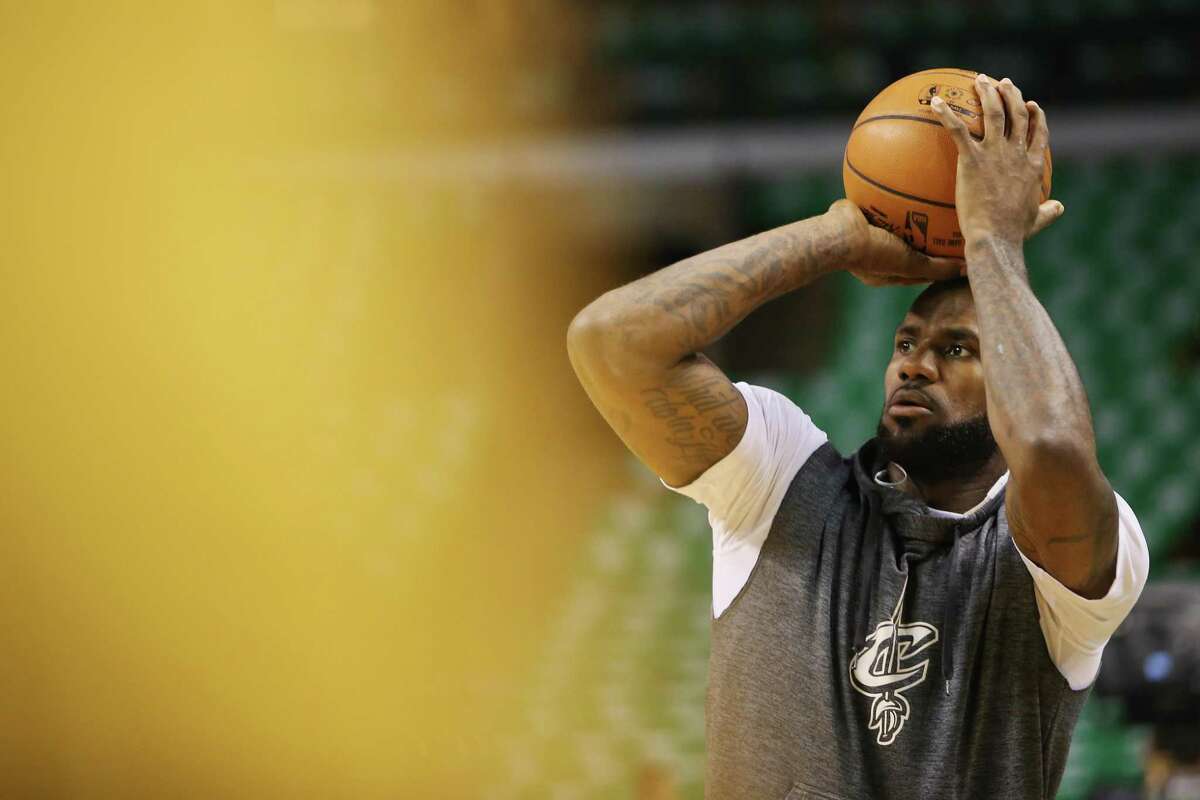 LeBron James warms up prior to Game Five of the 2017 NBA Eastern Conference Finals against the Boston Celtics.
