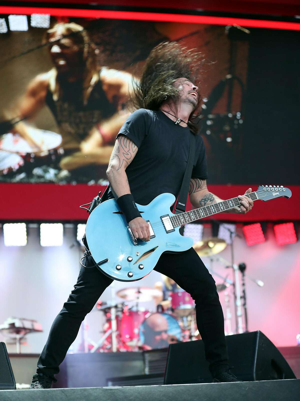 Dave Grohl of the Foo Fighters performs during BottleRock Napa Valley in Napa, Calif., on Sunday, May 28, 2017.