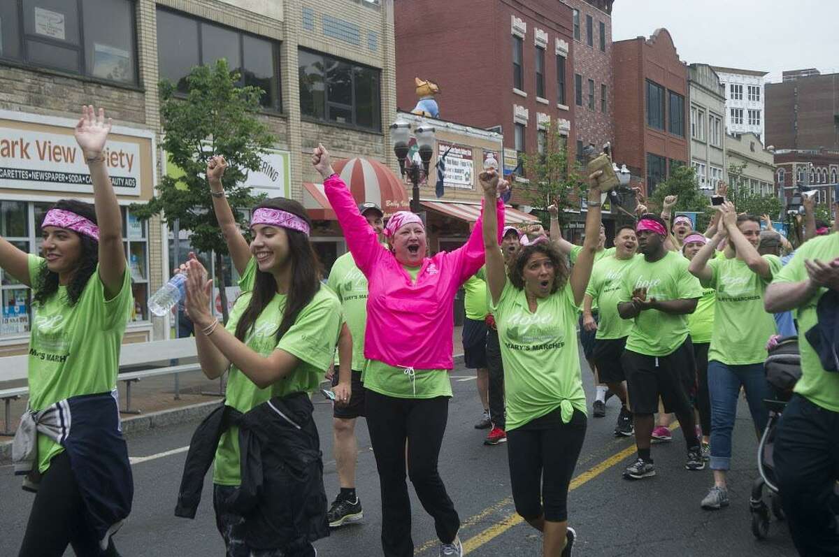 FILE — Team Mary's Marchers begins the Hope in Motion Walk & Run in downtown Stamford, Conn., on Sunday, June 5, 2016. Proceeds from the event benefit the Bennett Cancer Center.