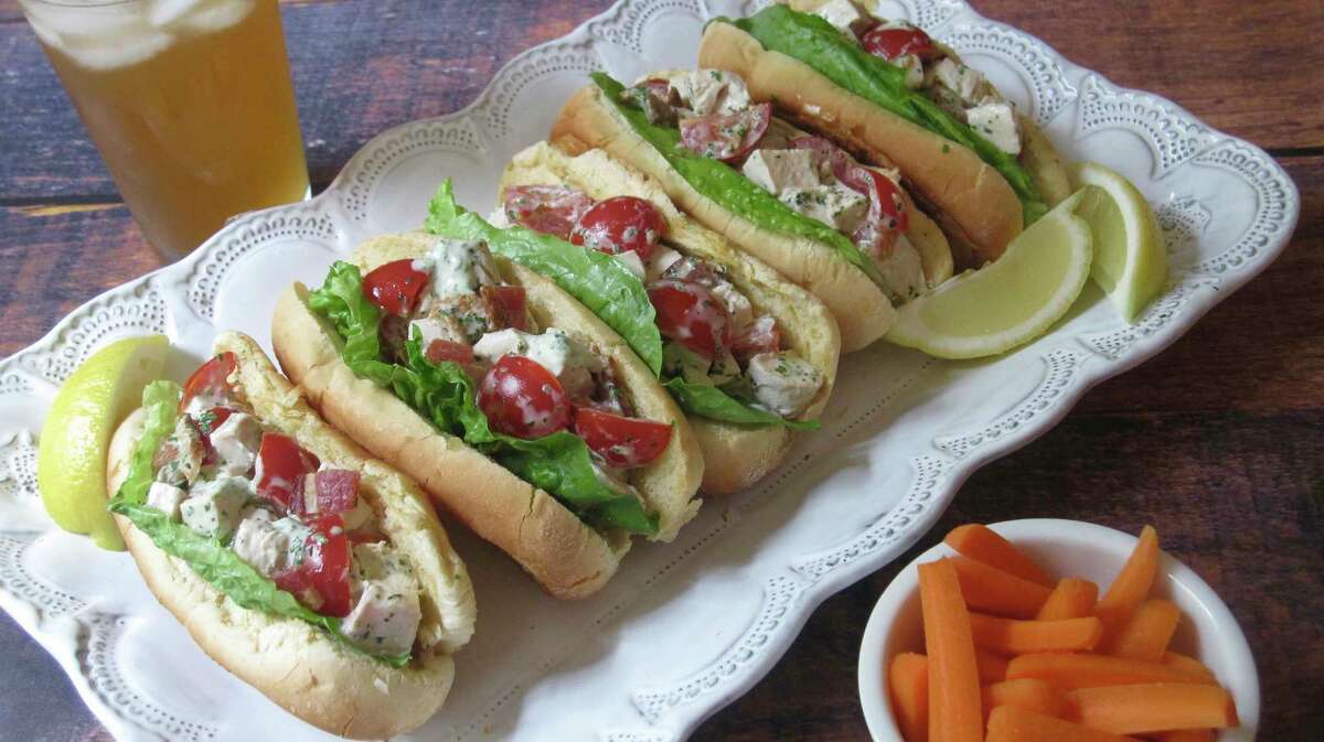 The trick to chicken salad, such as in these sandwiches, is not overcooking the white-meat chicken.