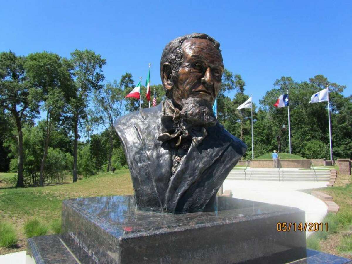 A bust of Dr. Charles B. Stewart at The Lone Star Monument and Historical Flag Park in Conroe. The bust was created by local artist Craig Campobella.