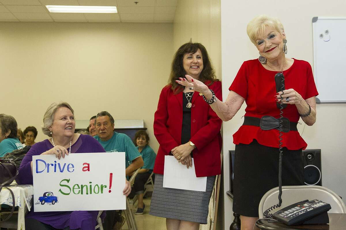 Doris Griffin (right), director of Jefferson Outreach, speaking at a Seniors Matter rally at the Cisneros Senior Center, Friday May 26, 2017, to raise awareness about the needs of seniors and recruit volunteers.