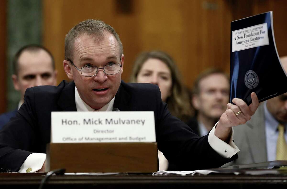 Office of Management and Budget Director Mick Mulvaney testifies on President Trump’s fiscal year 2018 budget proposal before the Senate Budget Committee Thursday. The budget shreds the nation’s safety net.