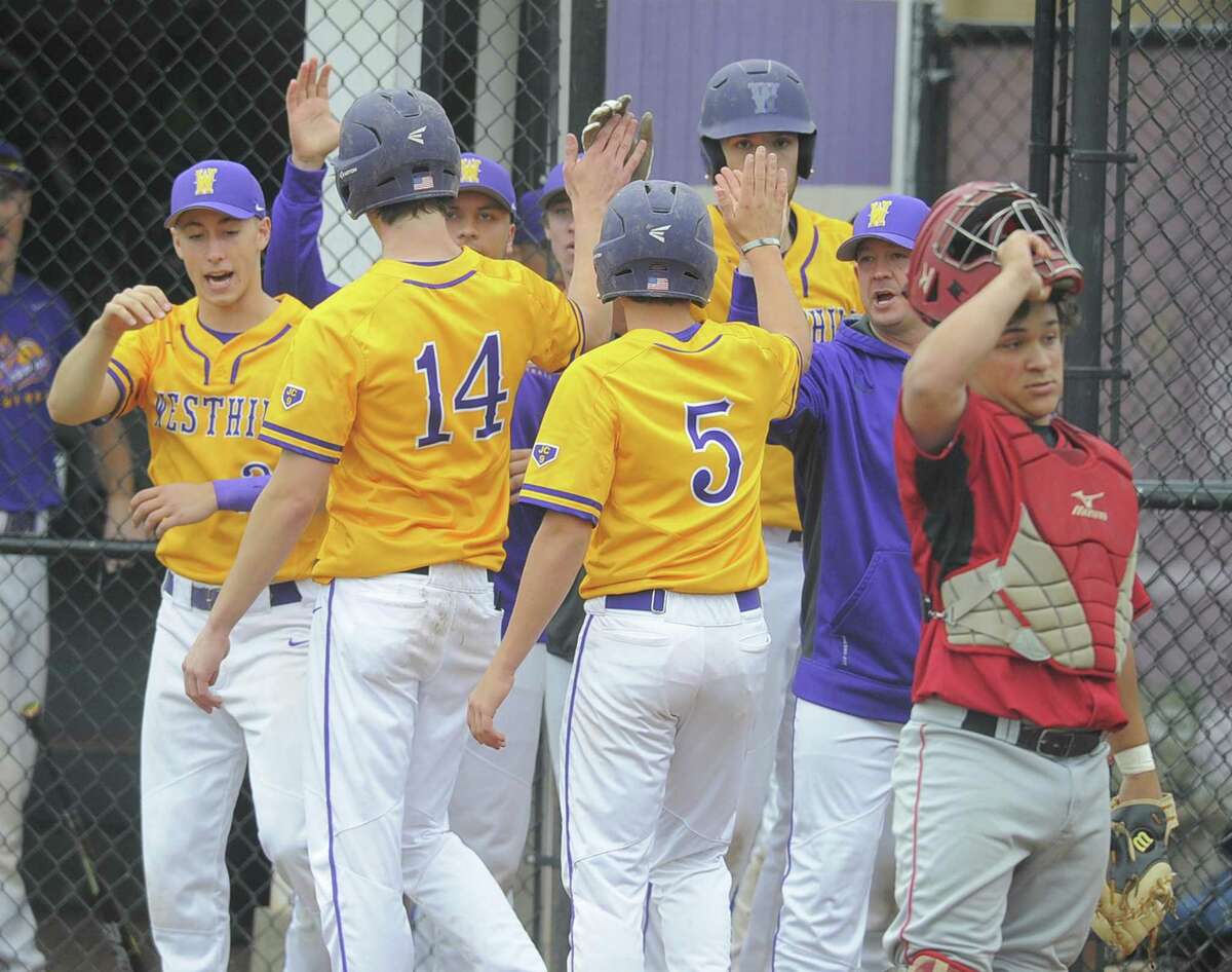 Westhill defeated Pomperaug 14-1 in a first round CIAC Class LL baseball game at Westhill High School in Stamford, Conn. on Tuesday, May 30, 2017.
