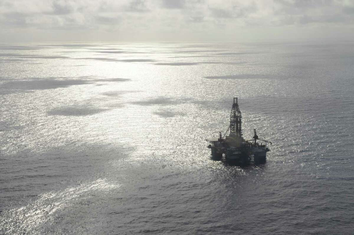 FILE - An undated aerial photograph of the Ensco 8502 drilling rig in the Gulf of Mexico. Tuesday, the White House announced it would be selling leases for some 77 million acres in the Gulf of Mexico for oil and gas drilling.