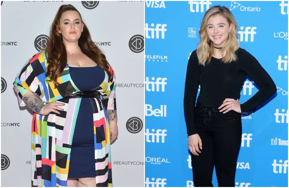 Actress Chloe Moretz, left, is facing a Twitter storm after plus-sized model, Tess Holliday, posted a picture of Moretz's promotional poster for the her new animated take on "Snow White," claiming it is body-shaming women.