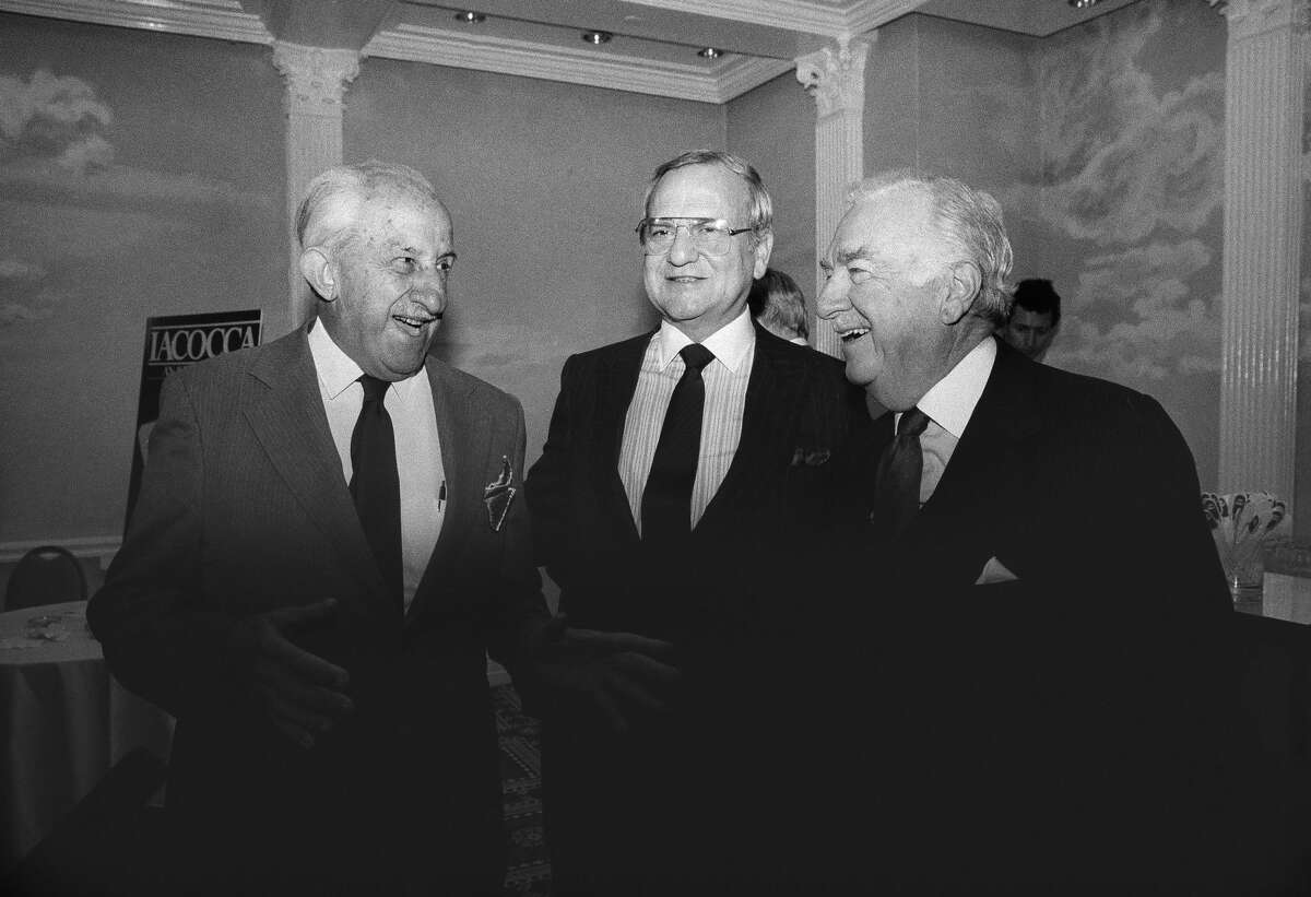 In 1929, Carvel started as an ice cream truck in Hartsdale, NY. Pictured: Chairman of the Board and Chief Executive officer Lee Iacocca, center, chats with newsman Walter Cronkite, right, and Tom Carvel, ice cream magnate, during a reception at Helsmley Palace in New York on Tuesday, Oct. 31, 1984, celebrating Iacoccas book "Facts About Iacocca: An Autobiography." (AP Photo/Nancy Kaye)