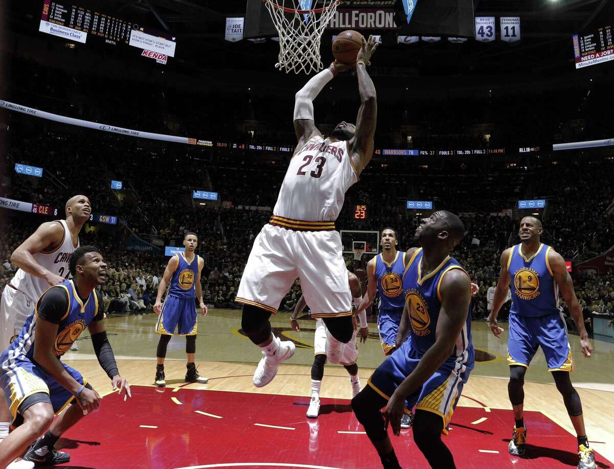 Lebron James (23) shoots in the second half as the Golden State Warriors played the Cleveland Cavaliers in Game 6 of the NBA Finals at Quicken Loans Arena in Cleveland, Ohio, on Thursday, June 16, 2016.