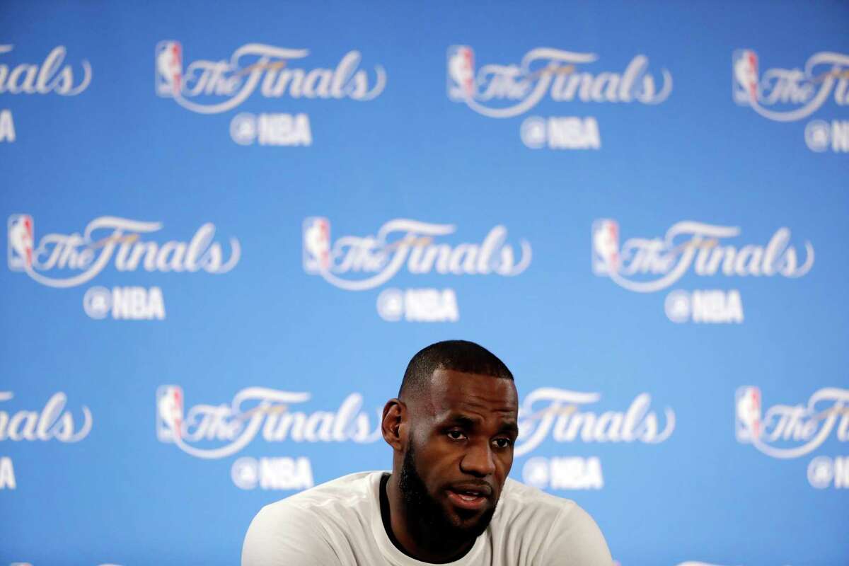 Instead of talking about the Warriors on Wednesday, Cavaliers star LeBron James addresses vandalism to his L.A. home with a racial slur spray painted on the gate.
