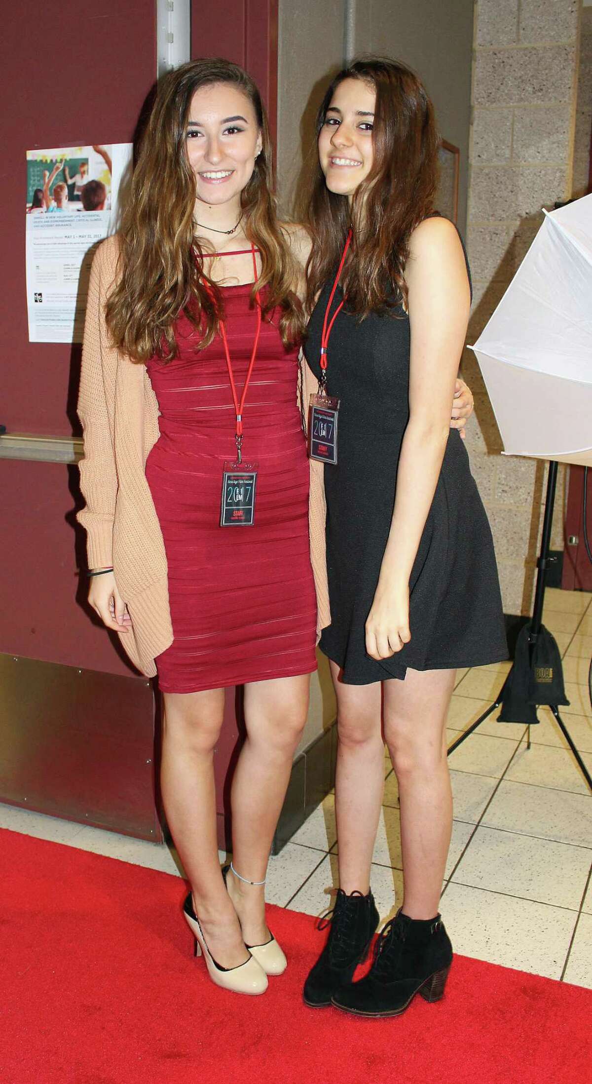 New Canaan High School sophomores Gwynne Tenney and Rachel Driver at the New Canaan High School Film Festival in New Canaan, CT on May 25, 2017.