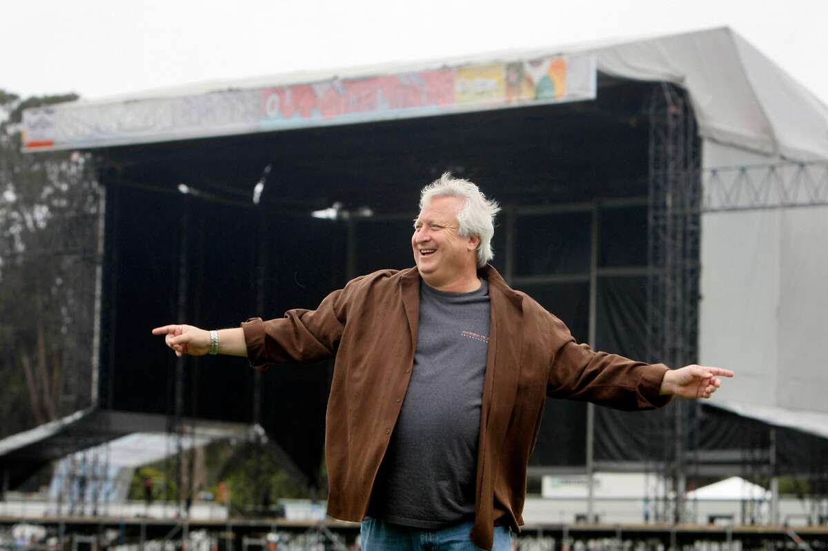 Gregg Perloff watches his team of employees prepare for the Outside Lands music festival on the Polo Field at Golden Gate Park in San Francisco, Calif., on Tuesday, Aug. 19, 2008. The three-day event this weekend is expected to draw as many as 60,000 rock music fans each day.