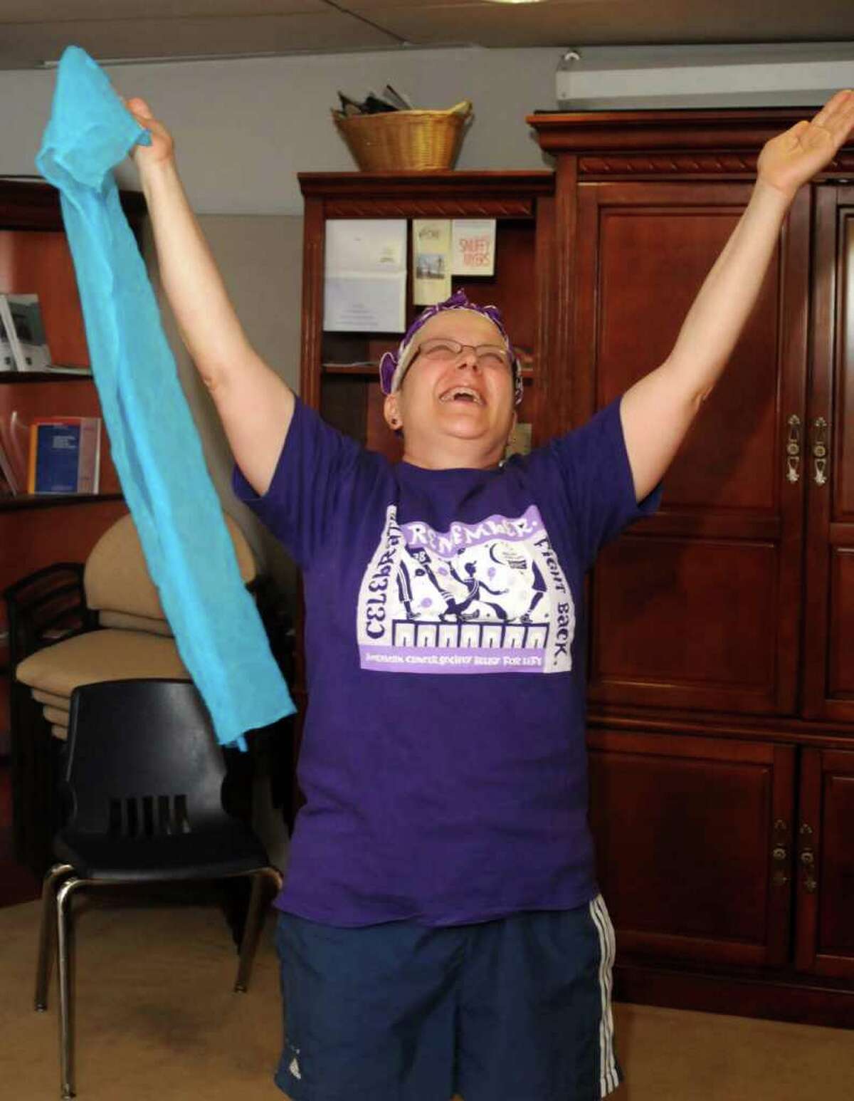 Ruth Heringa of Wingdale, N.Y. enjoys a workout on Thursday, May 27, 2010 at Ann's Place in Danbury. She is one of a group of breast cancer survivors that are instructed by Alison DiPinto in the Lebed Method of movement.
