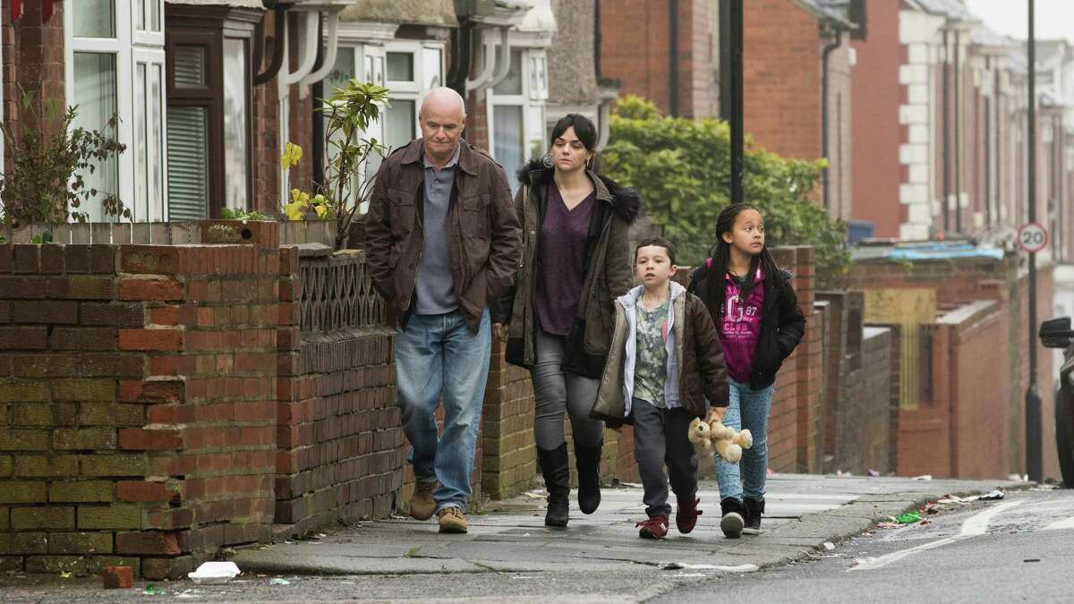 From left, Dave Johns, Hayley Squires, Dylan McKiernan and Briana Shann are featured in "I, Daniel Blake."