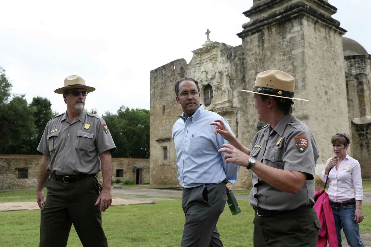 U.S. Rep. Will Hurd, R-Helotes, center, tours Mission San Jose with San Antonio Missions Chief of Maintenance David Vekasy, left, and Superintendent Mardi Arce, Thursday, June 1, 2017. Hurd is one of the sponsors of the National Park Service Legacy Act, which aims is to "jumpstart overdue maintenance," at national parks, including the Mission system in San Antonio. In back is The Pew Charitable Trusts Director of Restore America?•s Parks, Marcia Argust.