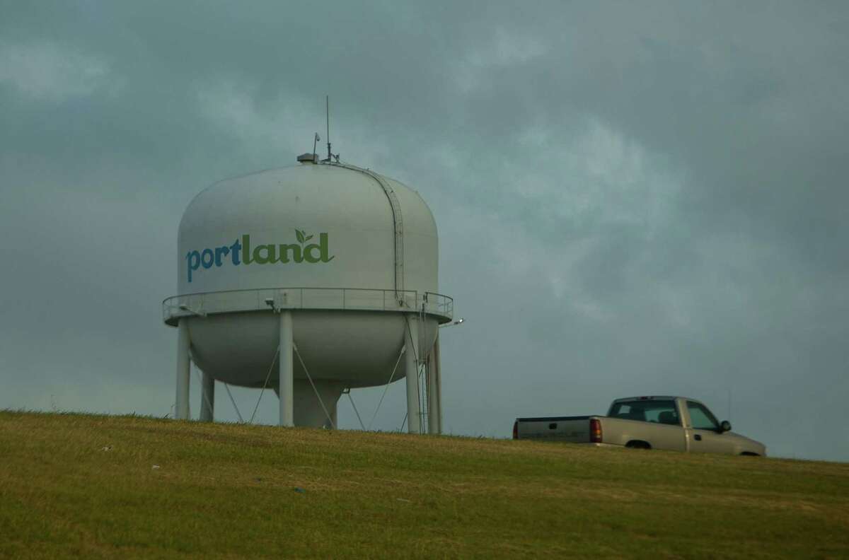 A water tower for the city of Portland, TX, Tuesday, May 16, 2017. (Mark Mulligan / Houston Chronicle)
