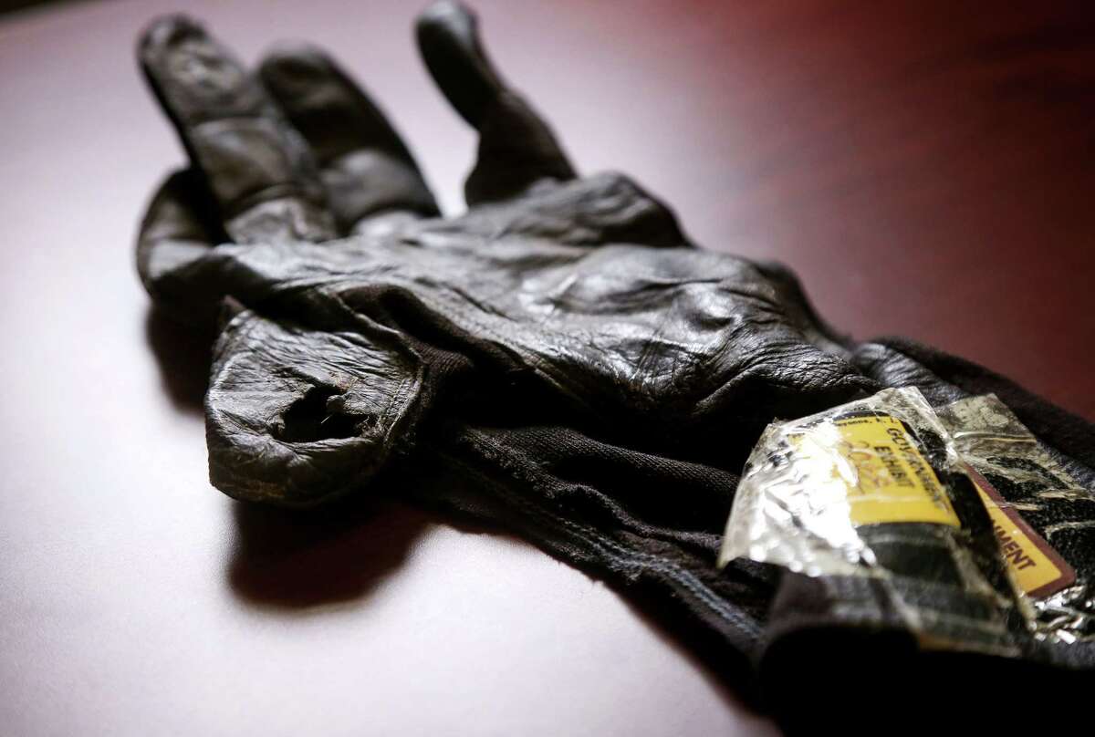 A glove worn by ATF Special Agent Roland Ballesteros during the raid on the Branch Davidian compound in 1993.