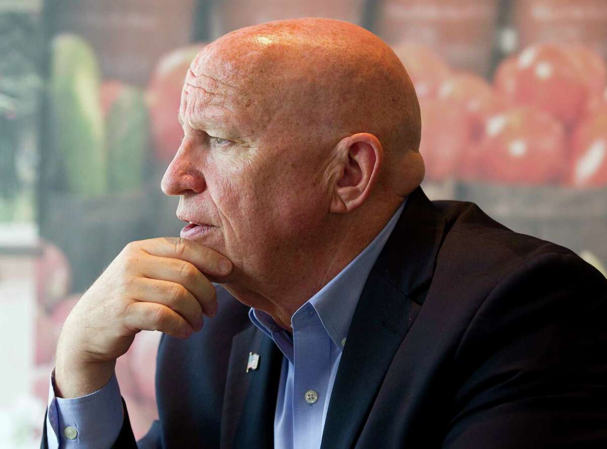 U.S. Rep. Kevin Brady, R-The Woodlands, talks with a reporter at Corner Bakery, Tuesday, May 30, 2017, in The Woodlands. Brady is also chairman of the House Ways and Means Committee.