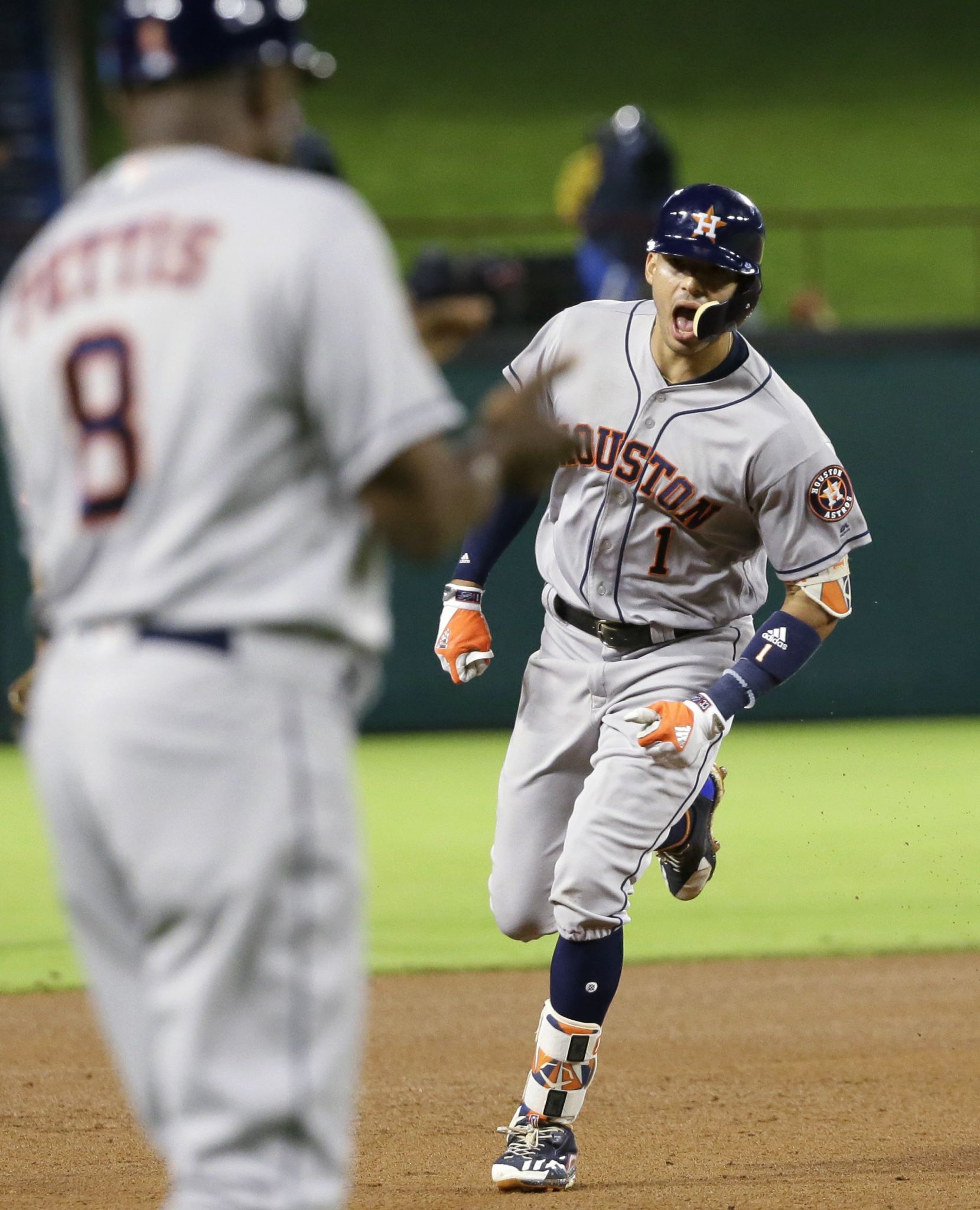 JUN 02, 2017: Houston Astros first baseman Yuli Gurriel #10 during an MLB  game between the Houston Astros and the Texas Rangers at Globe Life Park in  Arlington, TX Houston defeated Texas