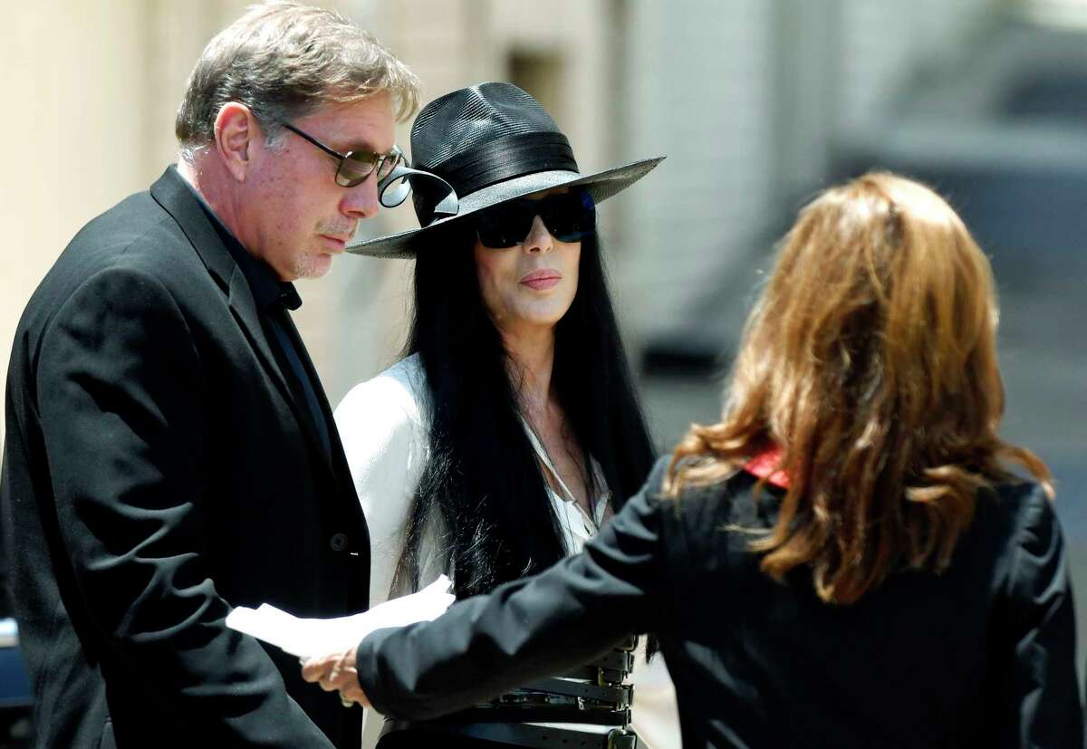 Cher arrives at Snow's Memorial Chapel for the funeral of music legend Gregg Allman Saturday, June 3, 2017, in Macon, Ga. (Jason Vorhees /The Macon Telegraph via AP)