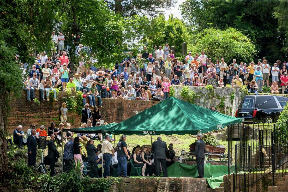 Family, friends and fans attend Gregg Allman's burial Saturday at Rose Hill Cemetery in Macon, Ga. Allman blazed a trail for many Southern rock groups.