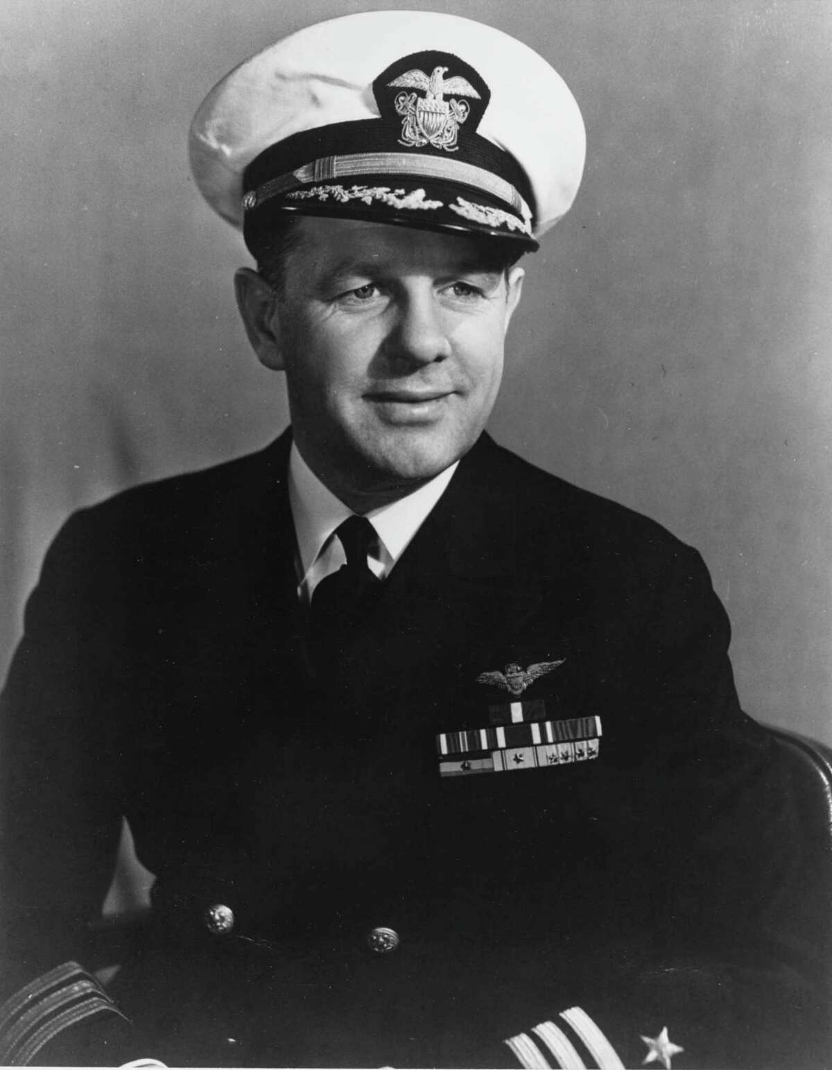 In this circa 1943 photo provided by the U.S. Navy, C. Wade McClusky Jr. poses for an official portrait. McClusky made one of the most fateful decisions of World War II, yet his actions during a history-changing battle have received scant recognition. That will change in his hometown of Buffalo, New York, where a statue of his likeness will be included in a new military monument being dedicated June 4, 2017, the 75th anniversary of the Battle of Midway. (United States Navy via AP)