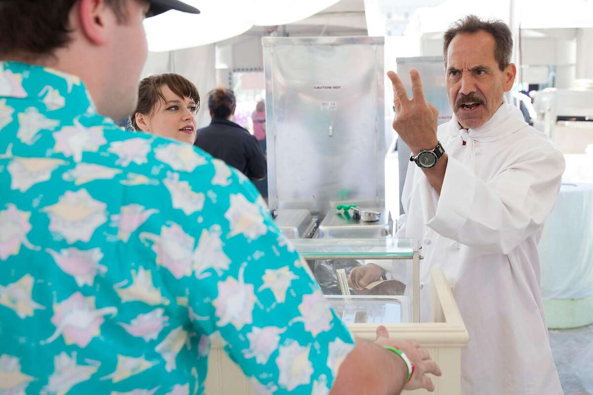 Larry Thomas who plays the Soup Nazi, on Seinfeld shouts "no soup for you" during Colossal Clusterfest at Civic Center Plaza in San Francisco, California, USA 3 Jun 2017. (Peter DaSilva/Special to The Chronicle)