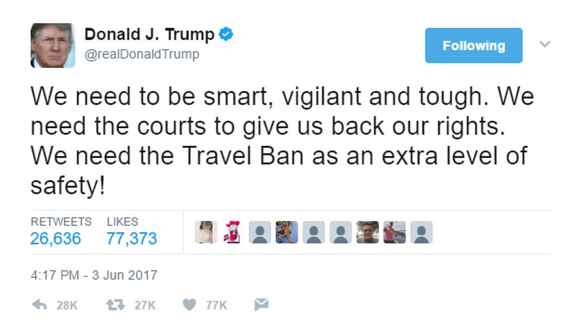 President Donald Trump advocates for his so-called travel ban after an attack in London.