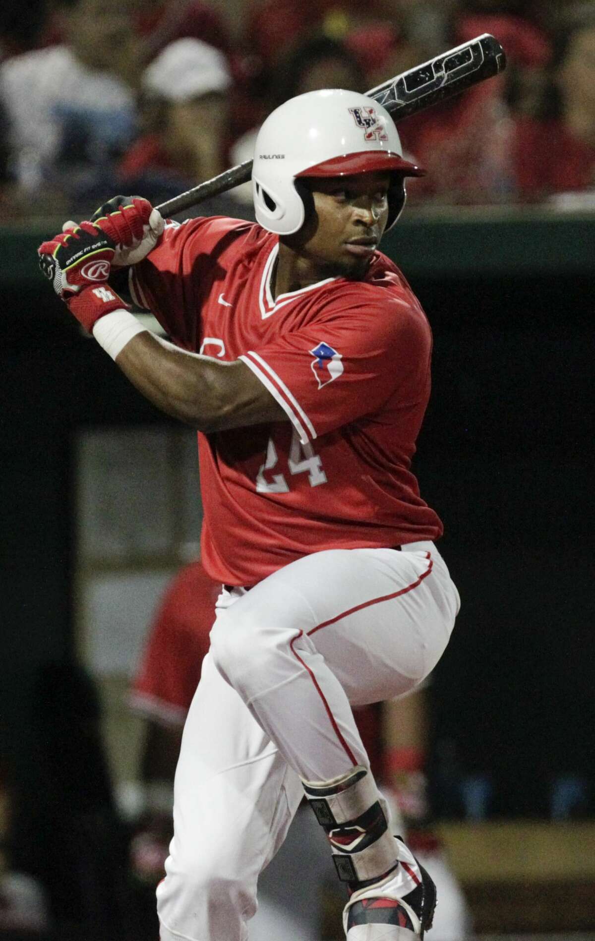 Houston outfielder Corey Julks (24) at bat during the 2017 NCAA Regional Game 5 against the Iowa at Darryl and Lori Schroeder Park Sunday, June 4, 2017, in Houston. Houston Cougars defeated Iowa Hawkeyes 7-5. ( Yi-Chin Lee / Houston Chronicle )