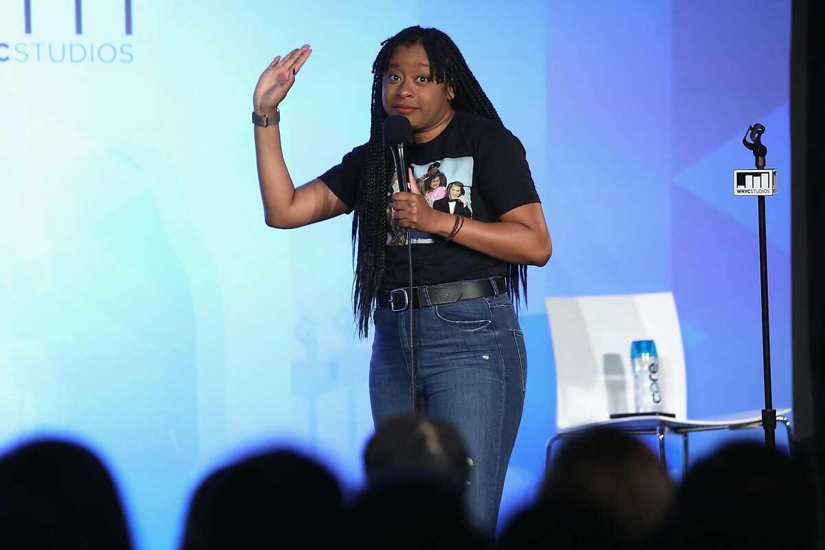 NEW YORK, NY - MAY 20: Phoebe Robinson speaks onstage during 2 Dope Queens sponsored by WNYC during the 2017 Vulture Festival at Milk Studios on May 20, 2017 in New York City. (Photo by Cindy Ord/Getty Images for Vulture Festival)