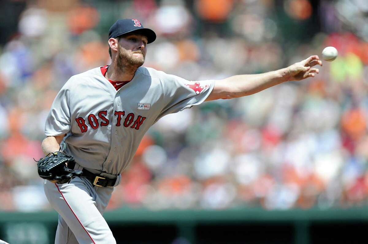 Chris Sale of the Boston Red Sox pitches in the first inning against the Orioles at Camden Yards on June 4, 2017 in Baltimore.
