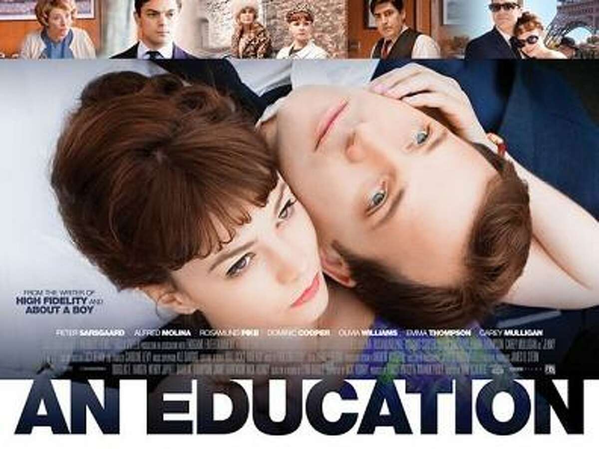 "An Education" (2009) A young English schoolgirl falls in love with a much older conman.  John Peter Sarsgaard: March 7, 1971 (age 46) Carey Mulligan: May 28, 1985 (age 32) Age difference: 14 years  Photo: Film Poster