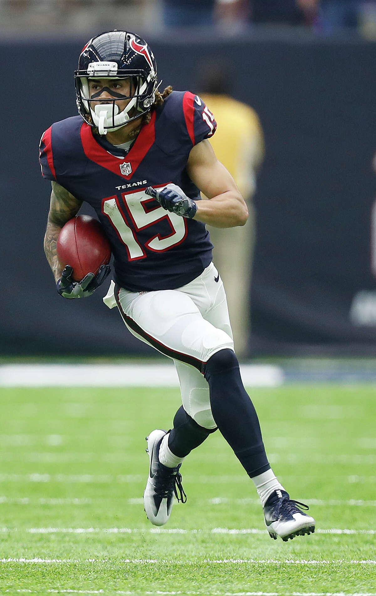 Houston Texans wide receiver Will Fuller (15) runs the ball for a 67-yard punt return for a touchdown during the third quarter of an NFL football game at NRG Stadium, Sunday, Oct. 2, 2016 in Houston. ( Karen Warren / Houston Chronicle )