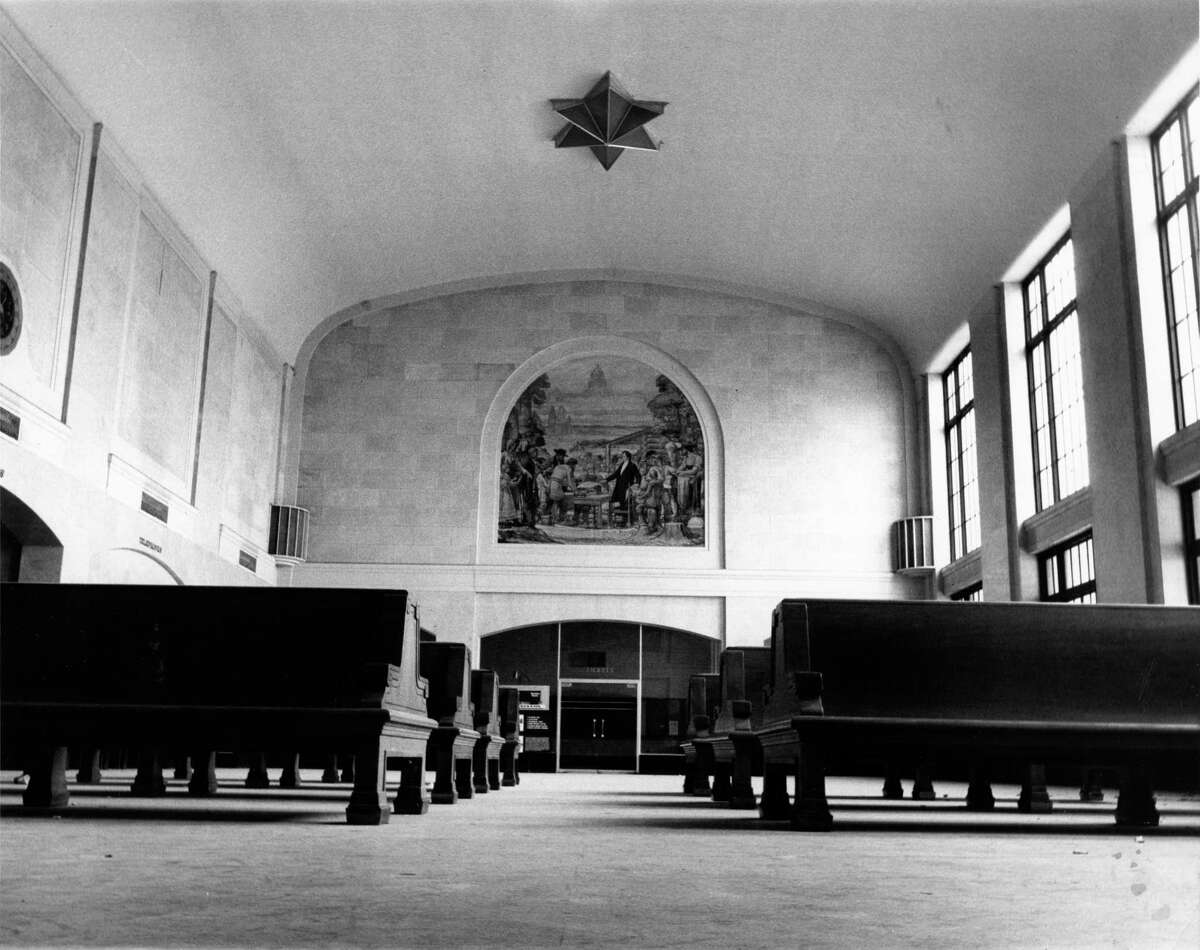Houston's Southern Pacific station waiting room, 1959. 