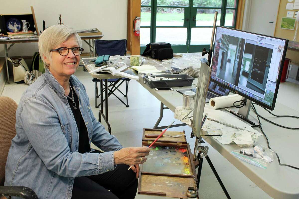Dorothy Lorenze at Weir Farm's Artist-in-Residence studio.
