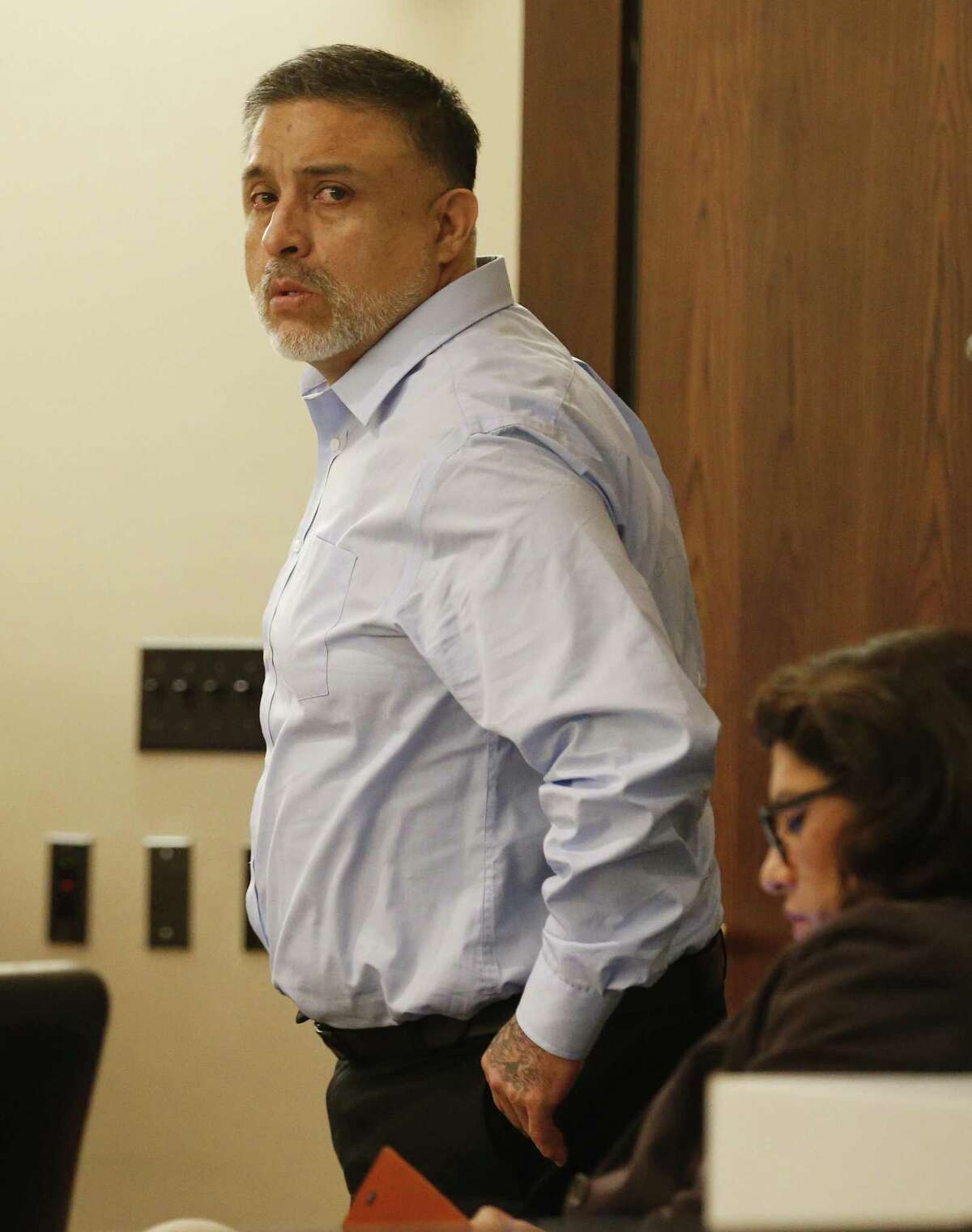 Testimony continues in the murder trial of Joel Soto (pictured), accused of setting a fire in his pickup to hide the fact that his two-year-old grandson, Jeremy Soto, was already dead, possibly from ingesting methamphetamine. The trial continued in 379th state District Court, presided by Judge Ron Rangel at Cadena-Reeves Justice Center on Thursday, June 8, 2017. (Kin Man Hui/San Antonio Express-News)